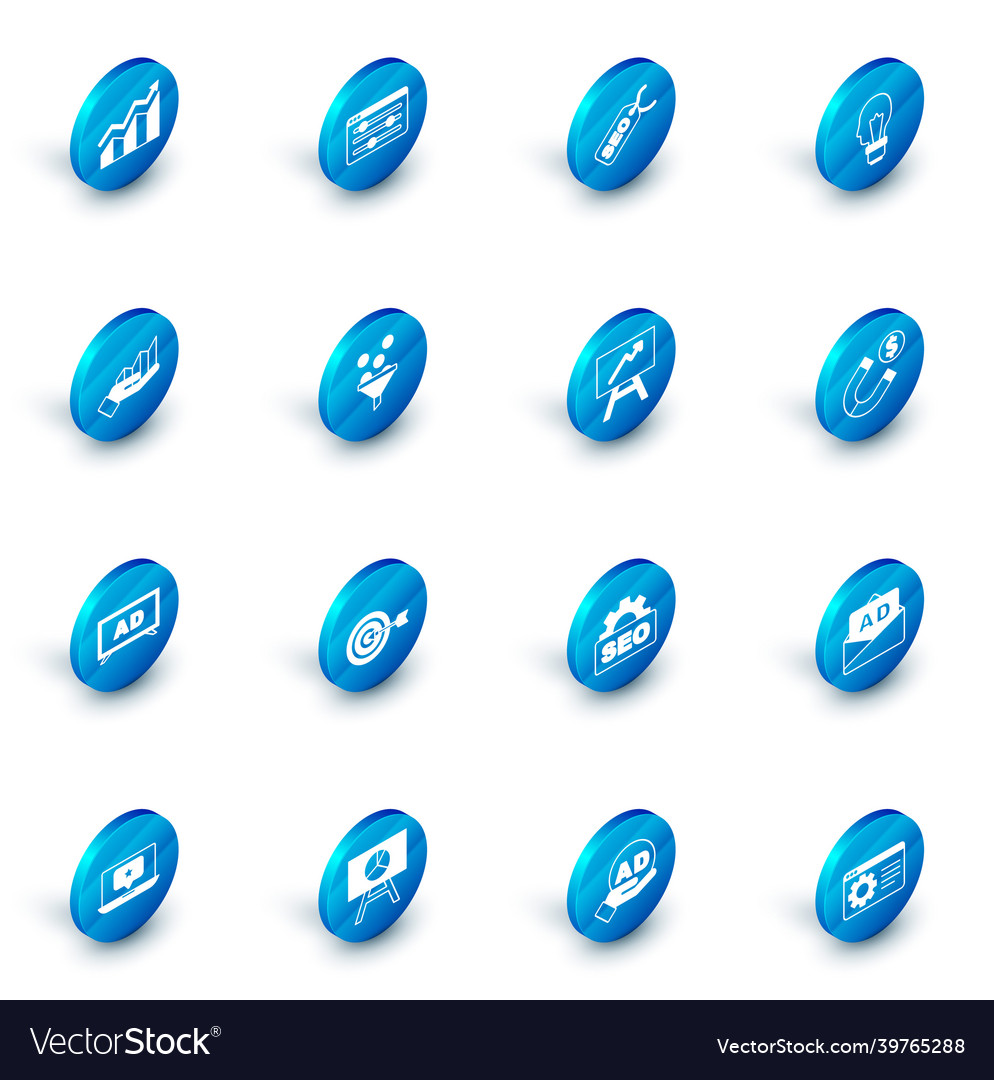 Set browser setting seo optimization light bulb vector image Set browser setting seo optimization light bulb