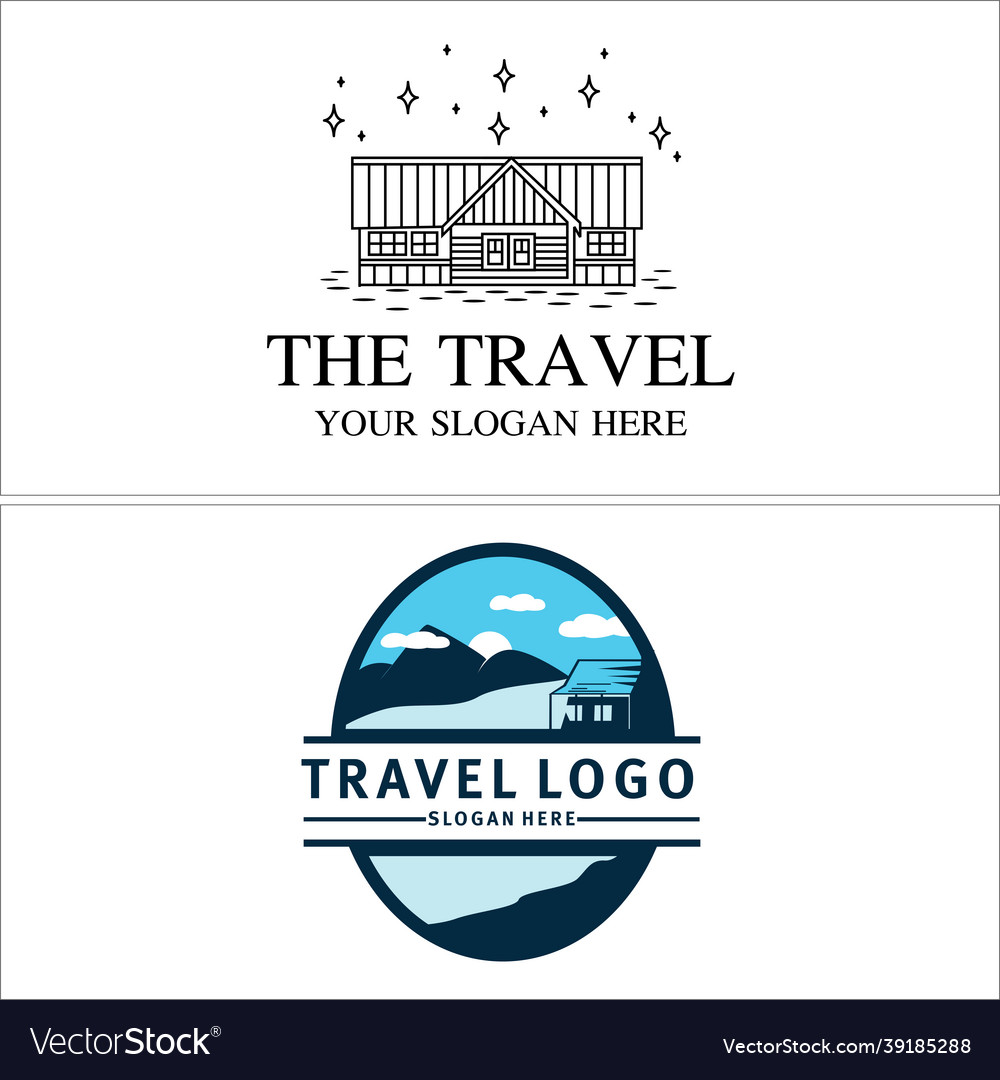 Villa cabin rental vacation camping logo design