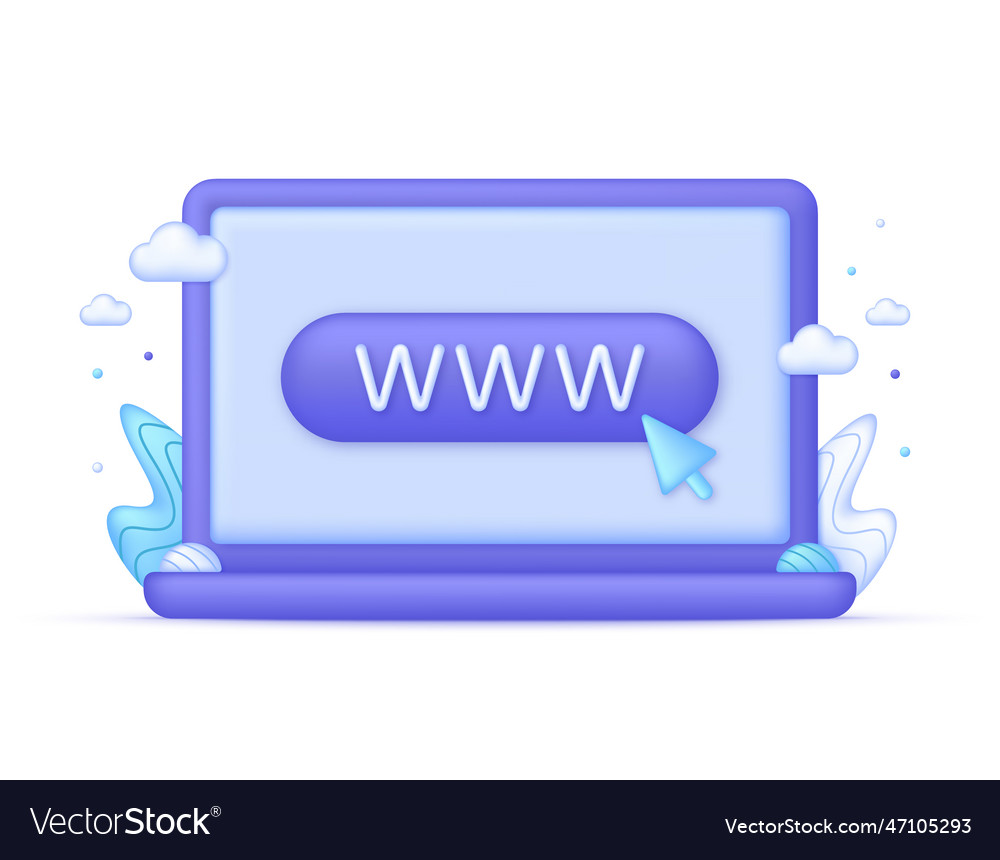 3d computer and globe hyperlink icon vector image 3d computer and globe hyperlink icon