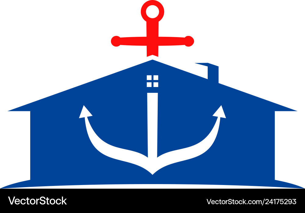 Anchor mortgage house logo template Royalty Free Vector