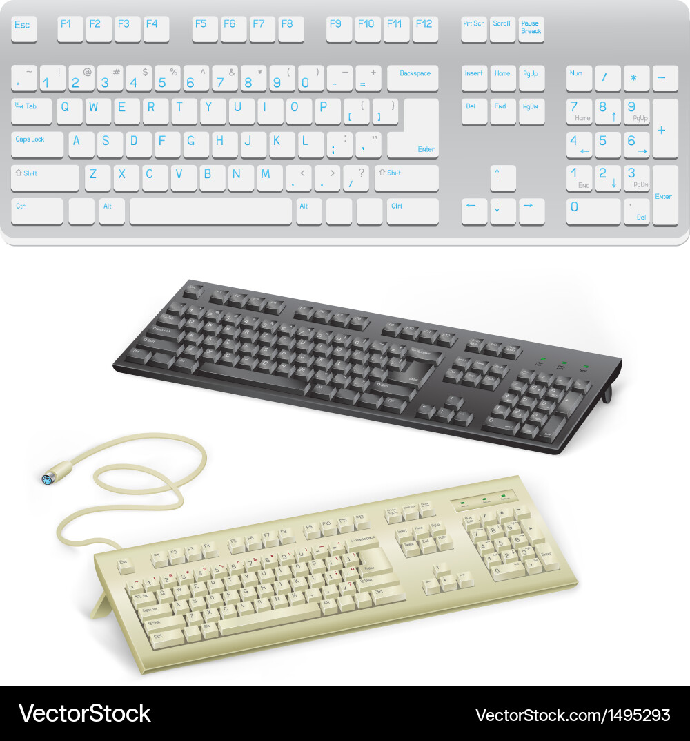 Black and White Computer Keyboard Royalty Free Vector Image