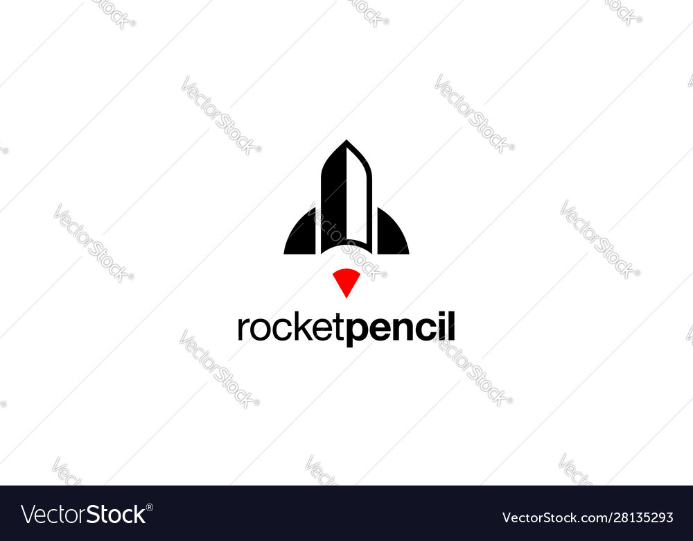 Black red rocket pencil logo