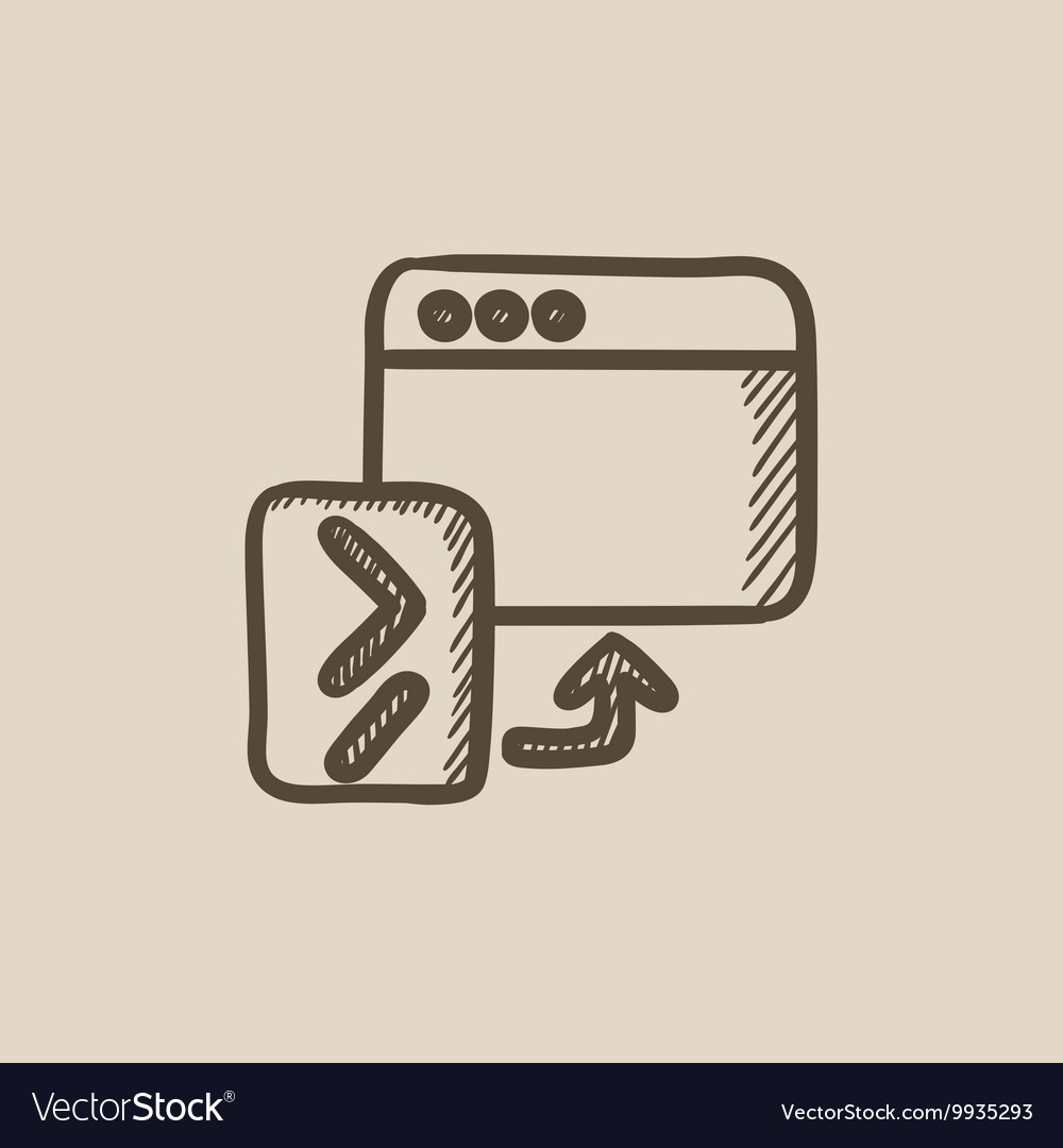 Browser window with terminal startup sketch icon