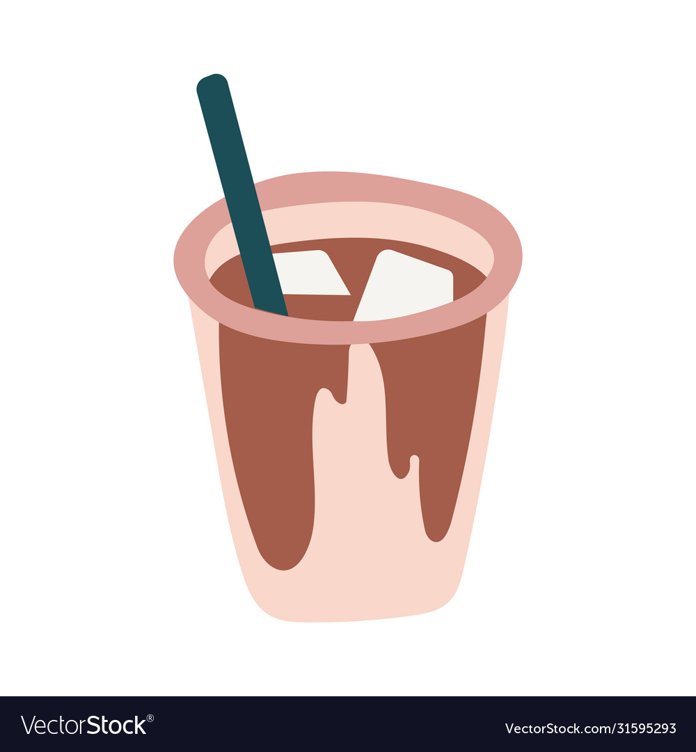 Coffee cup drink with spoon free form style icon