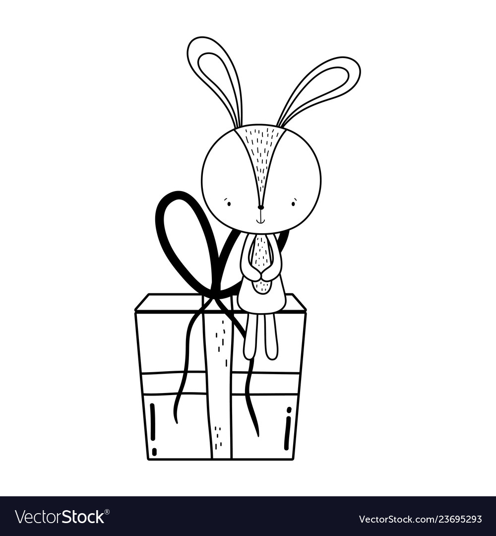 Cute little rabbit with giftbox character