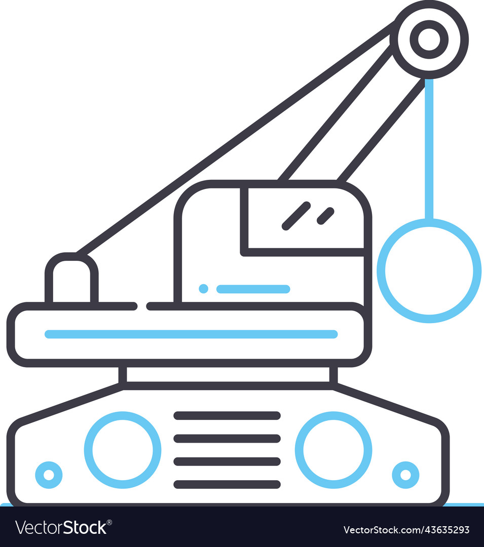 Demolition crane line icon outline symbol Vector Image