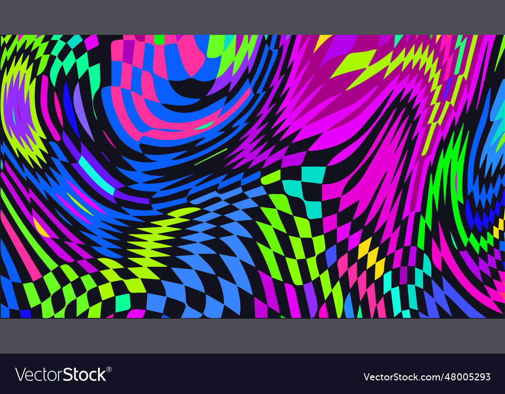Distorted twisted checkered background trippy vector image Distorted twisted checkered background trippy