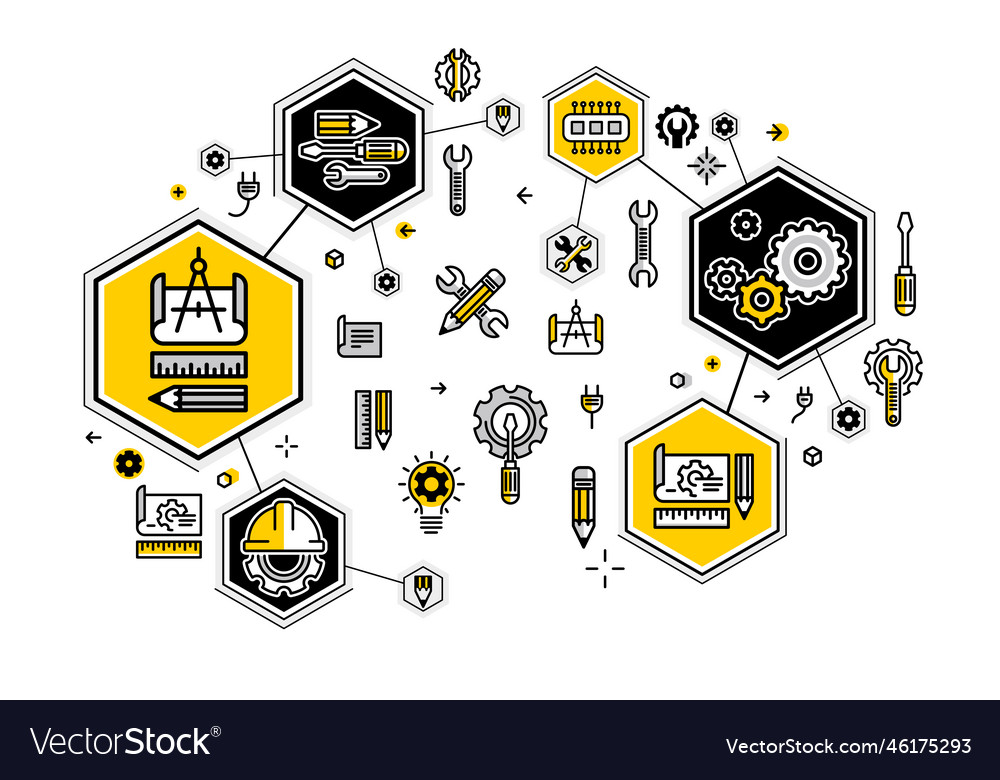 Engineering and repairing some technology system Vector Image