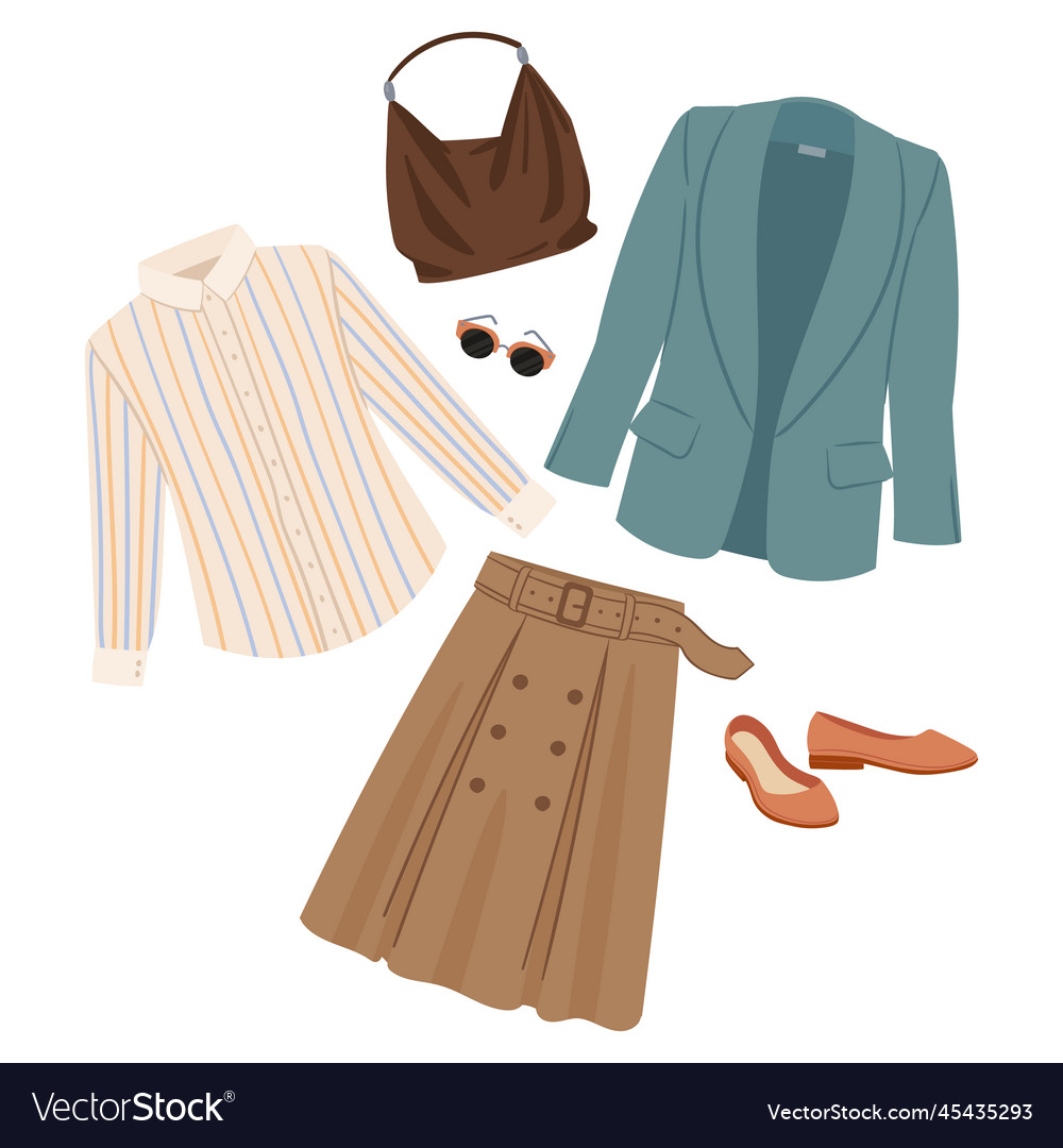 Fashion female outfit cartoon casual clothing vector image Fashion female outfit cartoon casual clothing