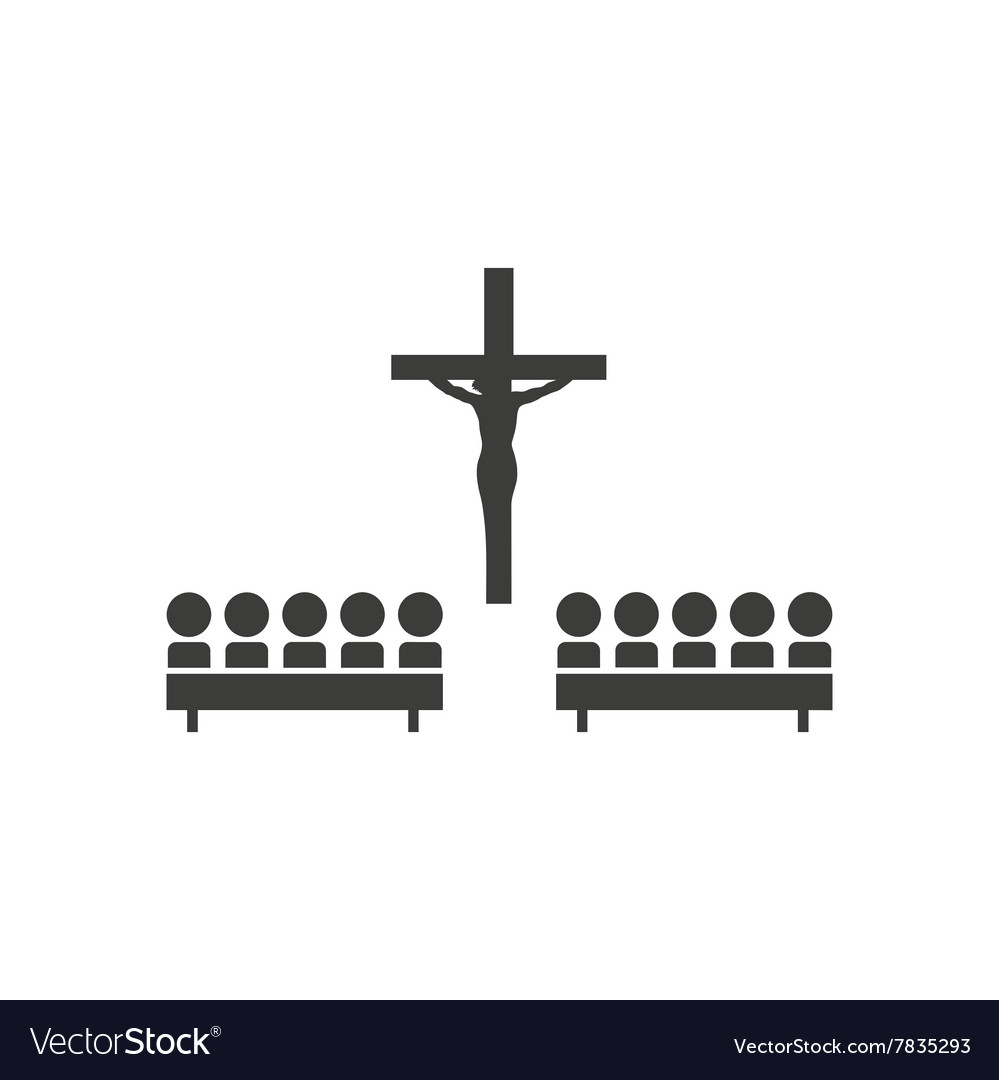 Flat icon in black and white style church people