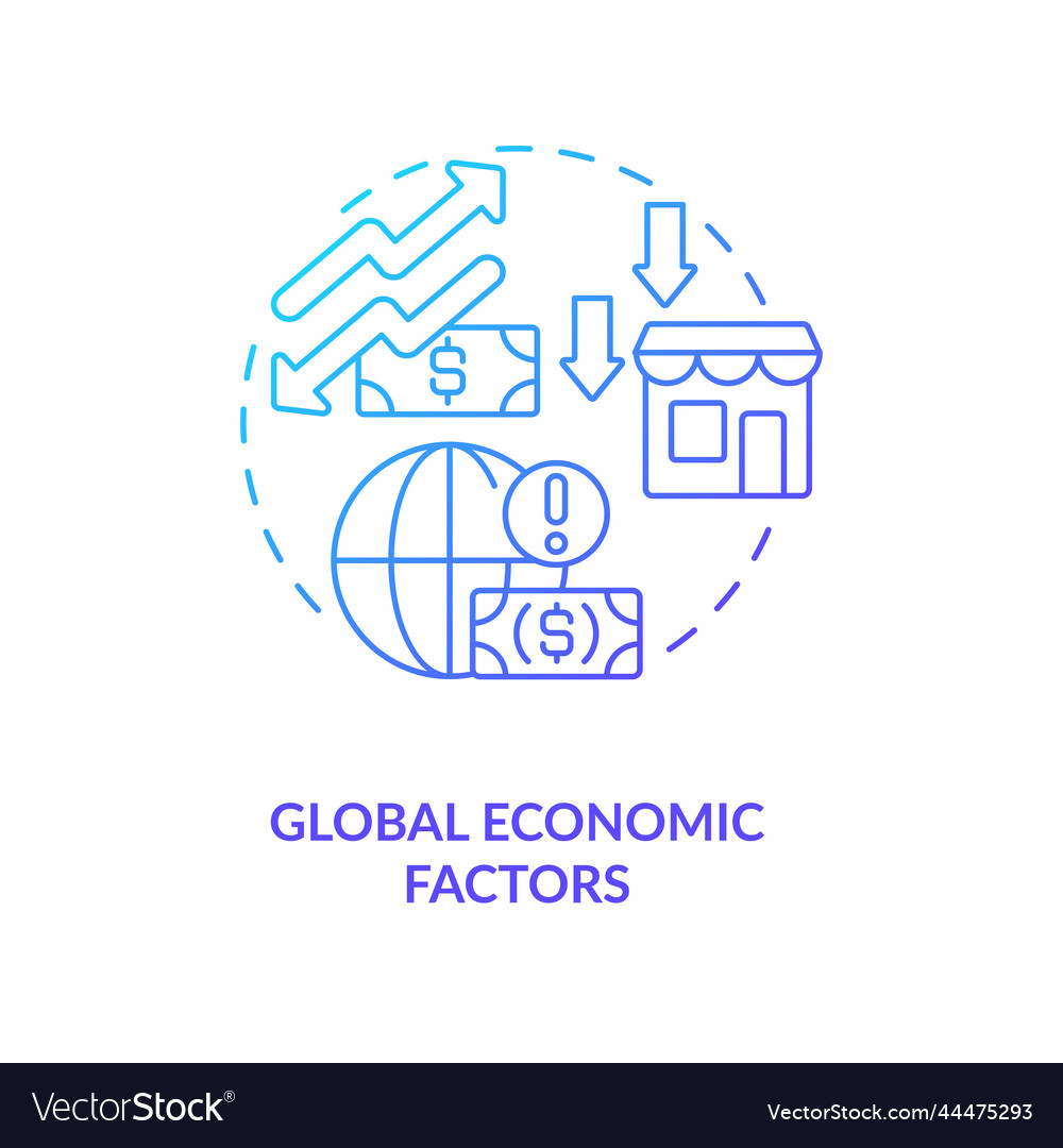 Global economic factors blue gradient concept icon