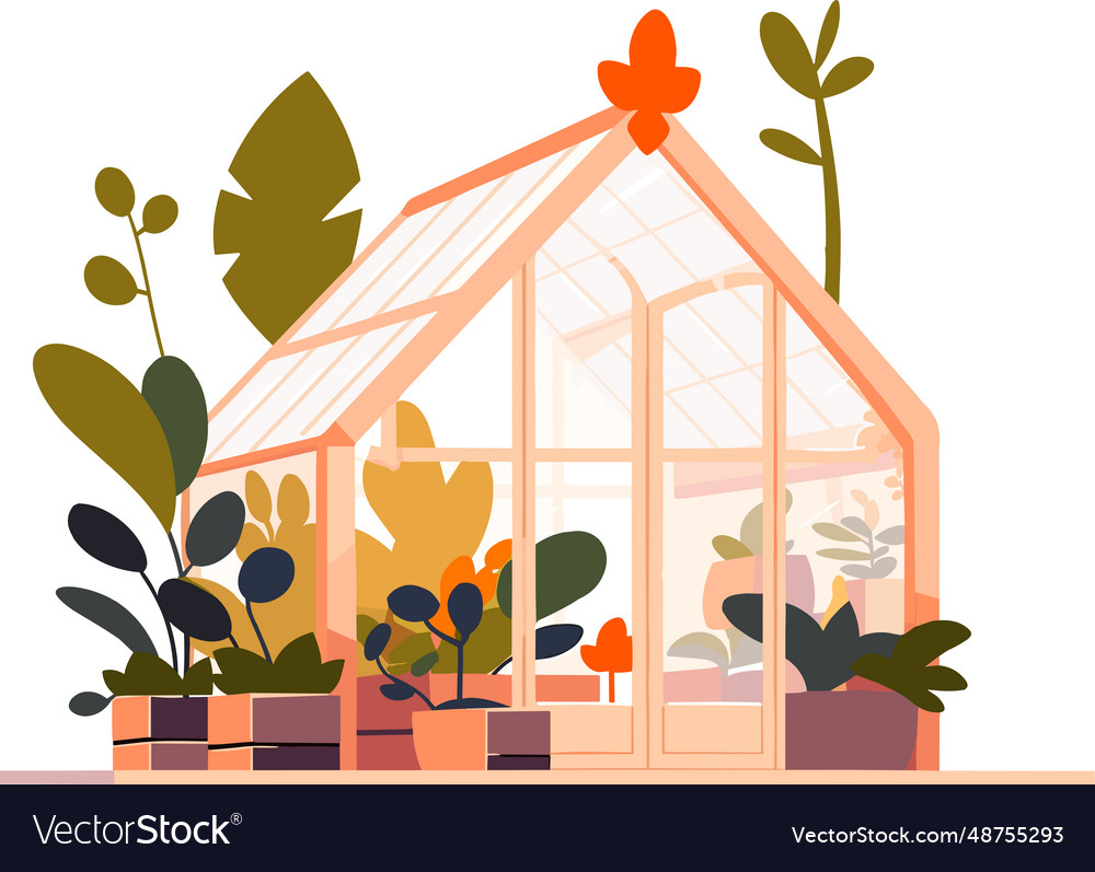 Hand drawn greenhouse building for cultivation Vector Image