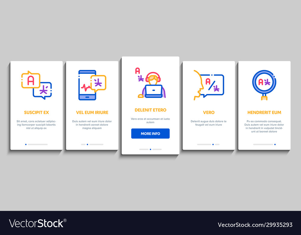 Interpreter translator onboarding elements icons vector image Interpreter translator onboarding elements icons