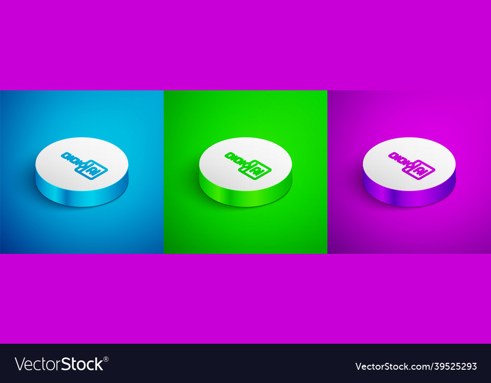 Isometric line binary code icon isolated on blue vector image Isometric line binary code icon isolated on blue