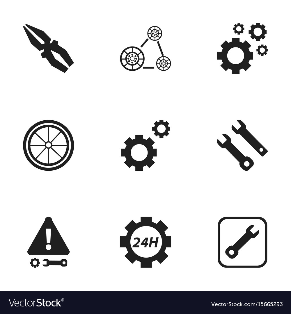 Set of 9 editable toolkit icons includes symbols