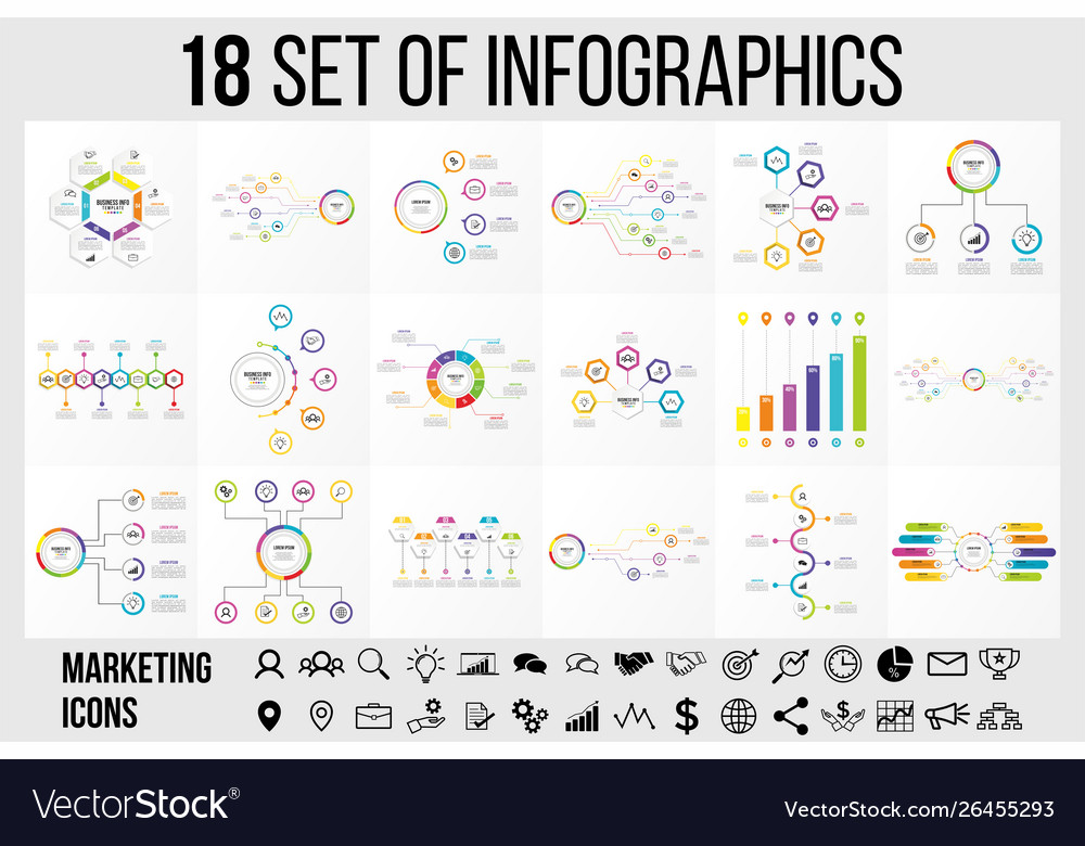 Set of infographics elements design template vector image Set of infographics elements design template