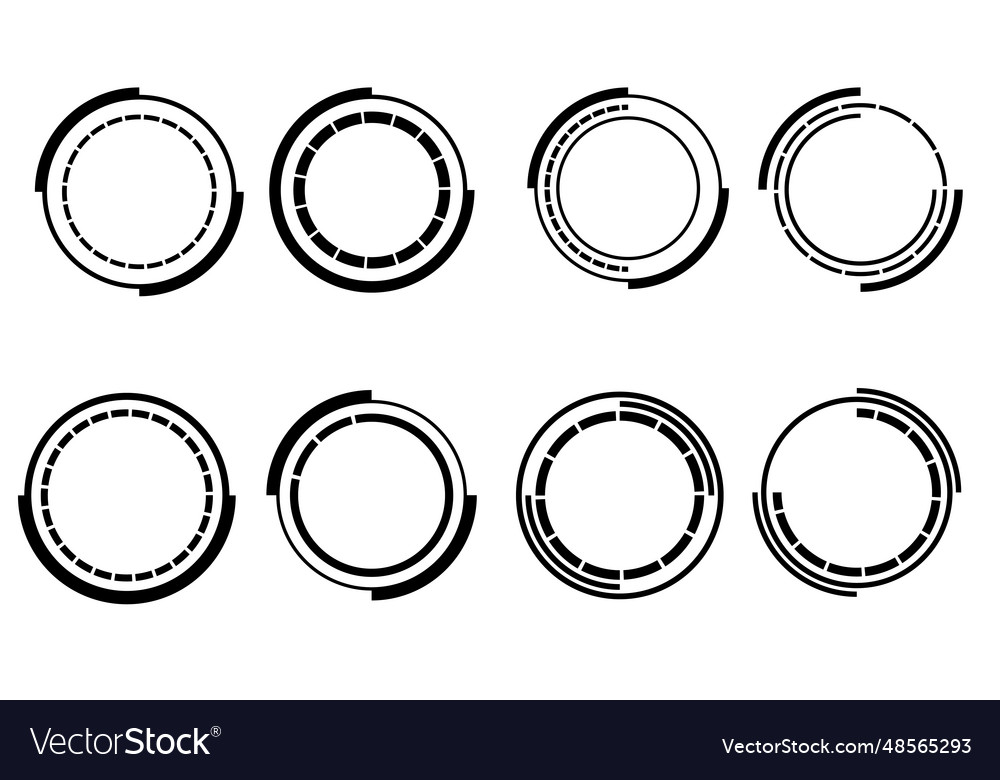 Set of sci fi black circle user interface