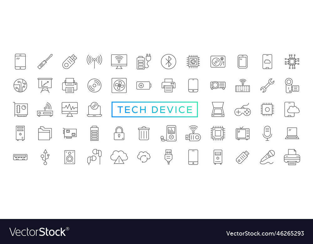 Tech device thin lines flat icon solid