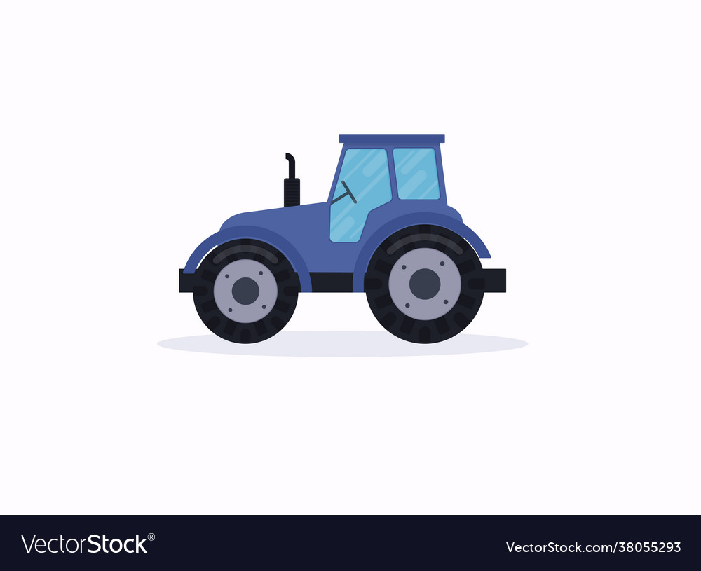 Tractor a blue in a flat style Royalty Free Vector Image Tractor a blue in a flat style Royalty Free Vector Image