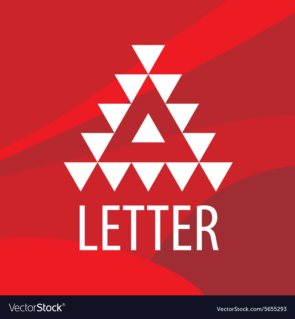 Triangular logo letter a on red background
