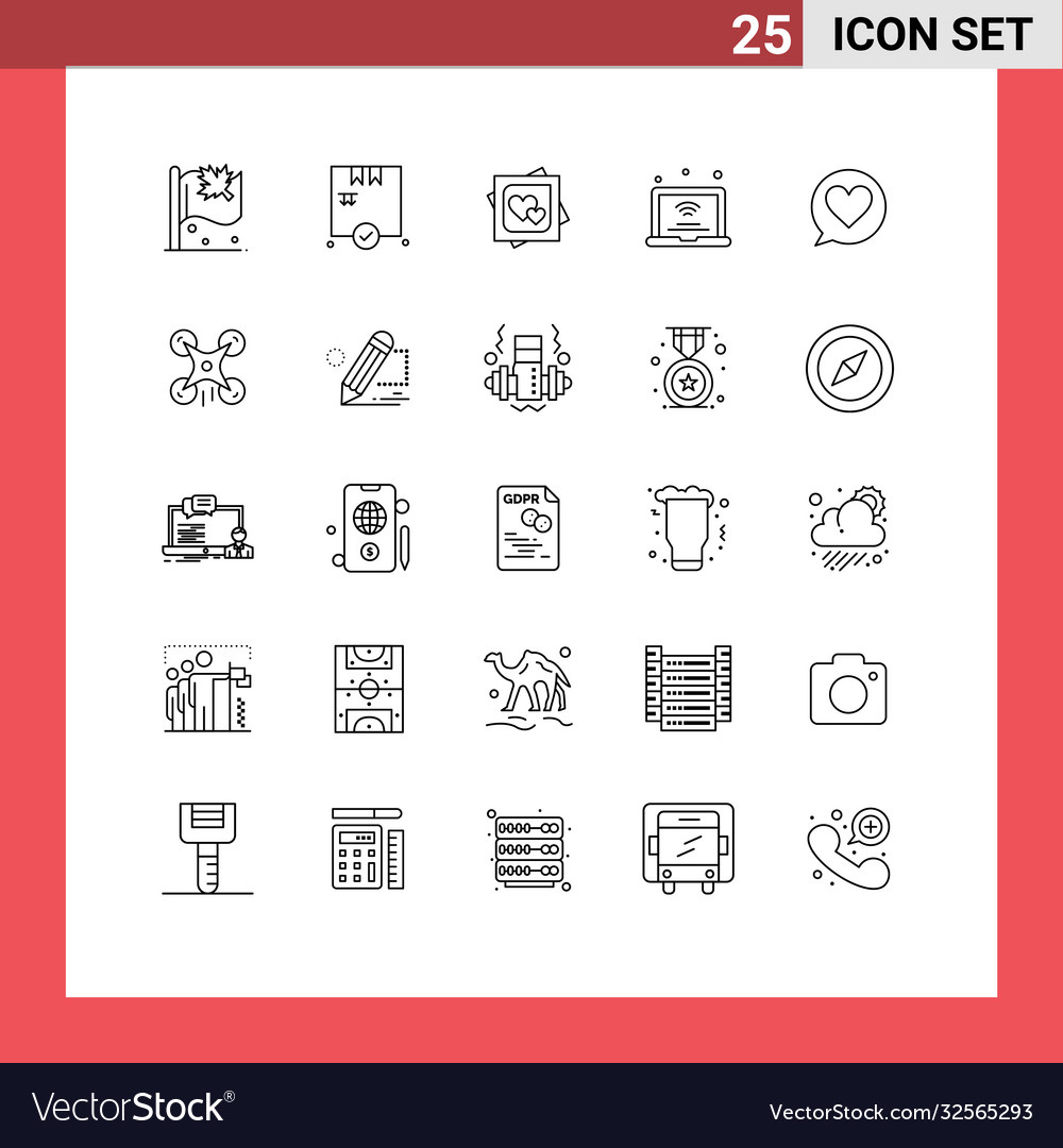 User interface pack 25 basic lines chat iot