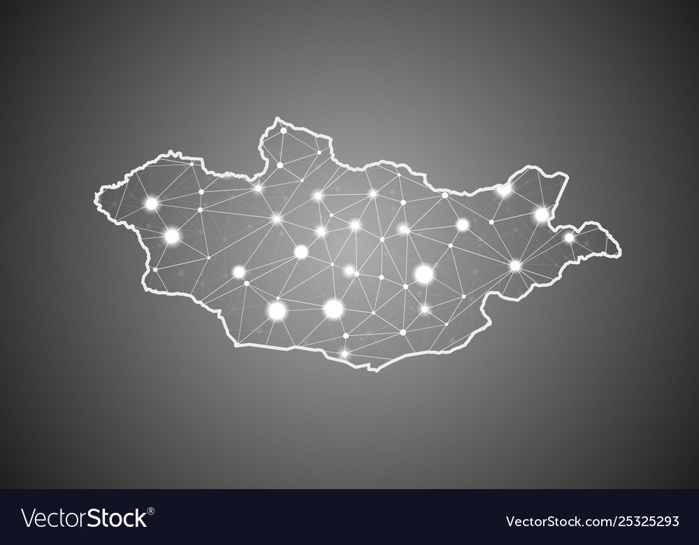 Wireframe mesh polygonal mongolia map abstract vector image Wireframe mesh polygonal mongolia map abstract