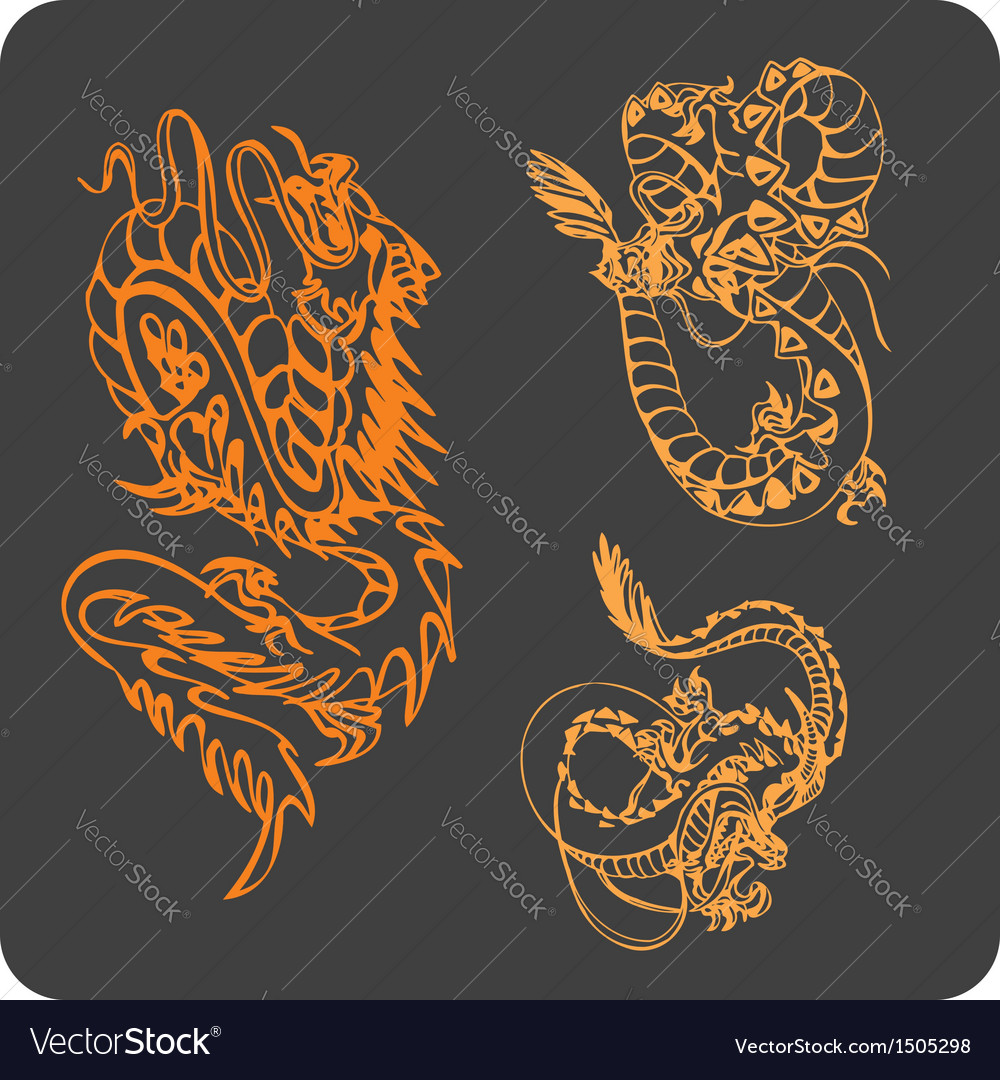 Chinese dragons - set