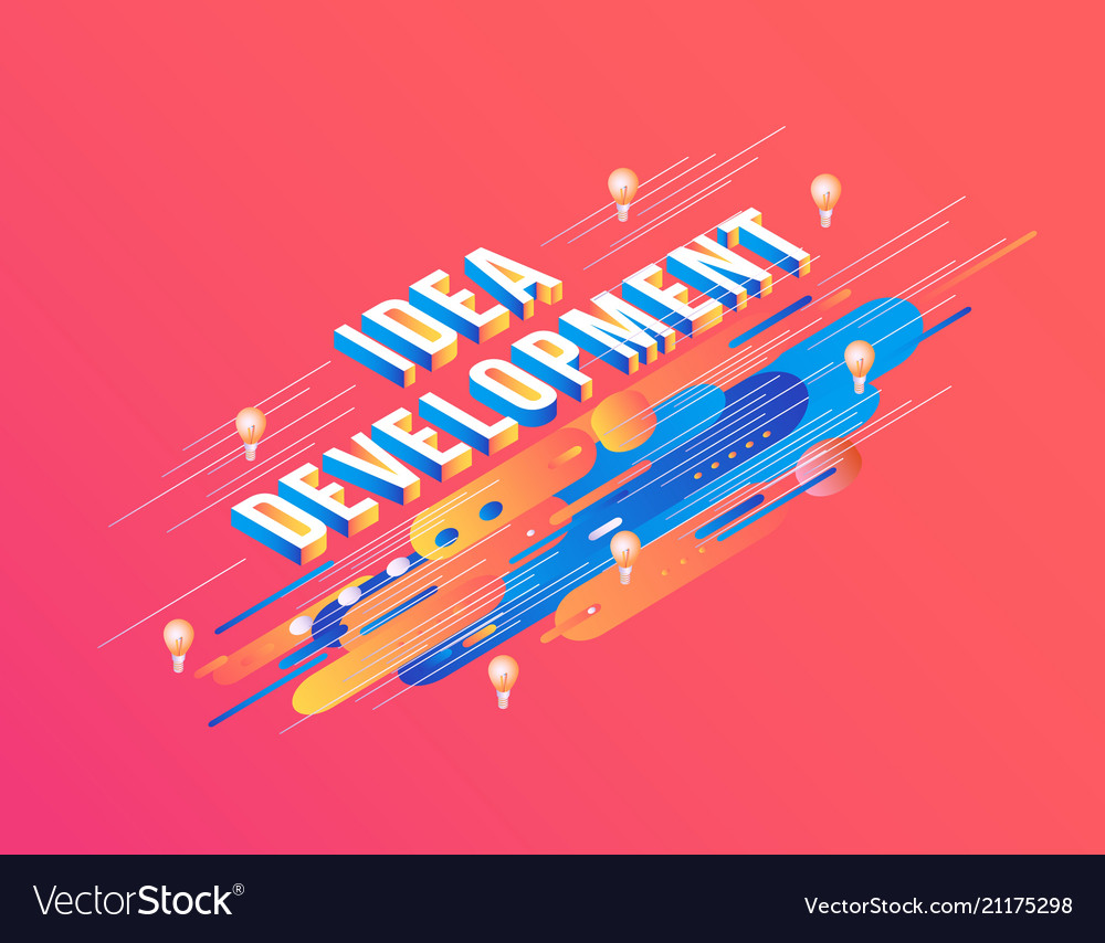 Idea development isometric gradient text design