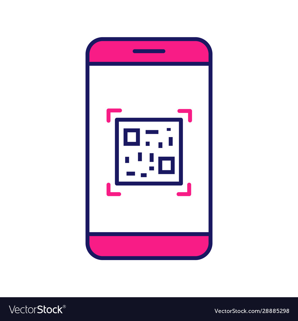 Qr code scanning smartphone app color icon vector image Qr code scanning smartphone app color icon