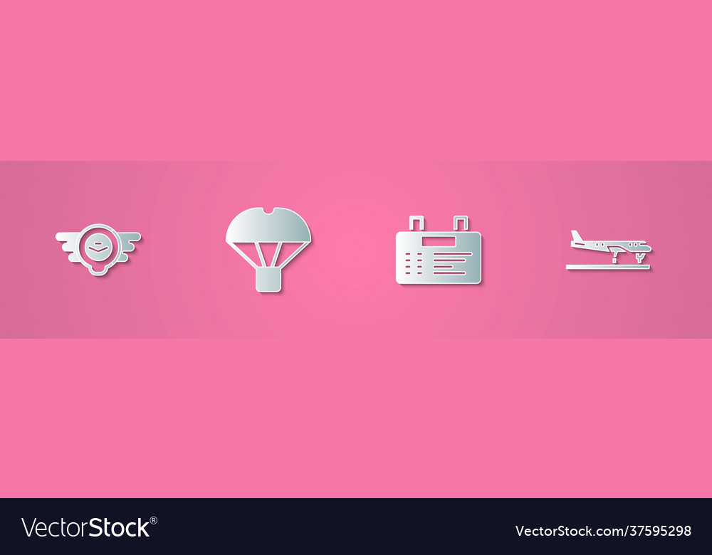 Set paper cut aviation emblem box flying Vector Image
