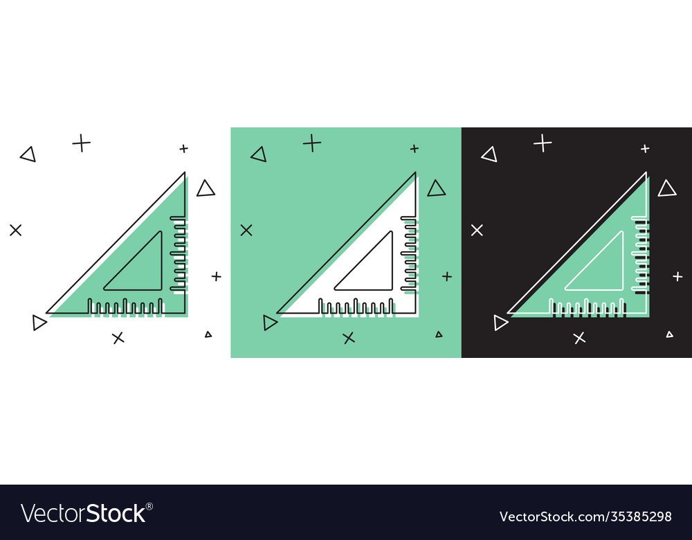 Set triangular ruler icon isolated on white vector image Set triangular ruler icon isolated on white