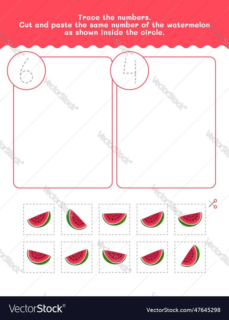 Six and four counting tracing number vector image Six and four counting tracing number