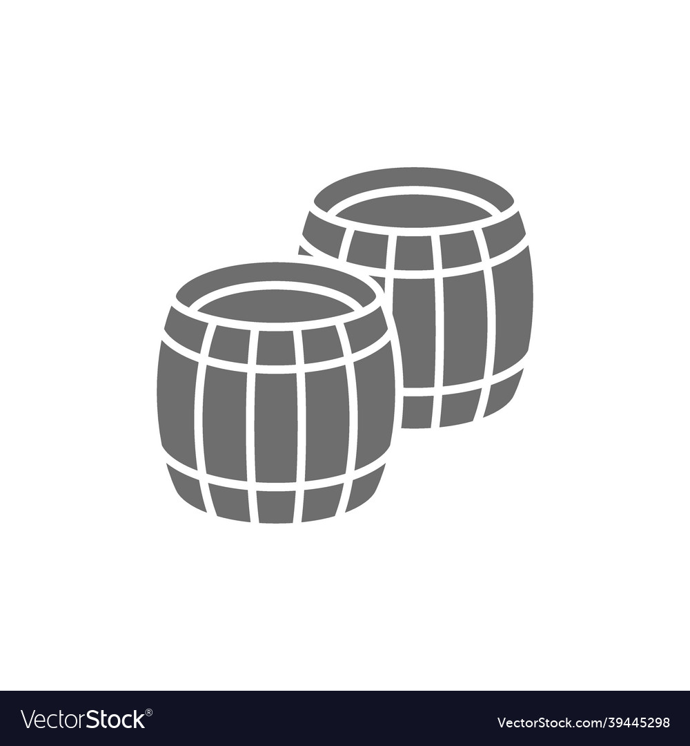 Zwei Weinfässer graue Ikone isoliert auf weiß vector image Zwei Weinfässer graue Ikone isoliert auf weiß