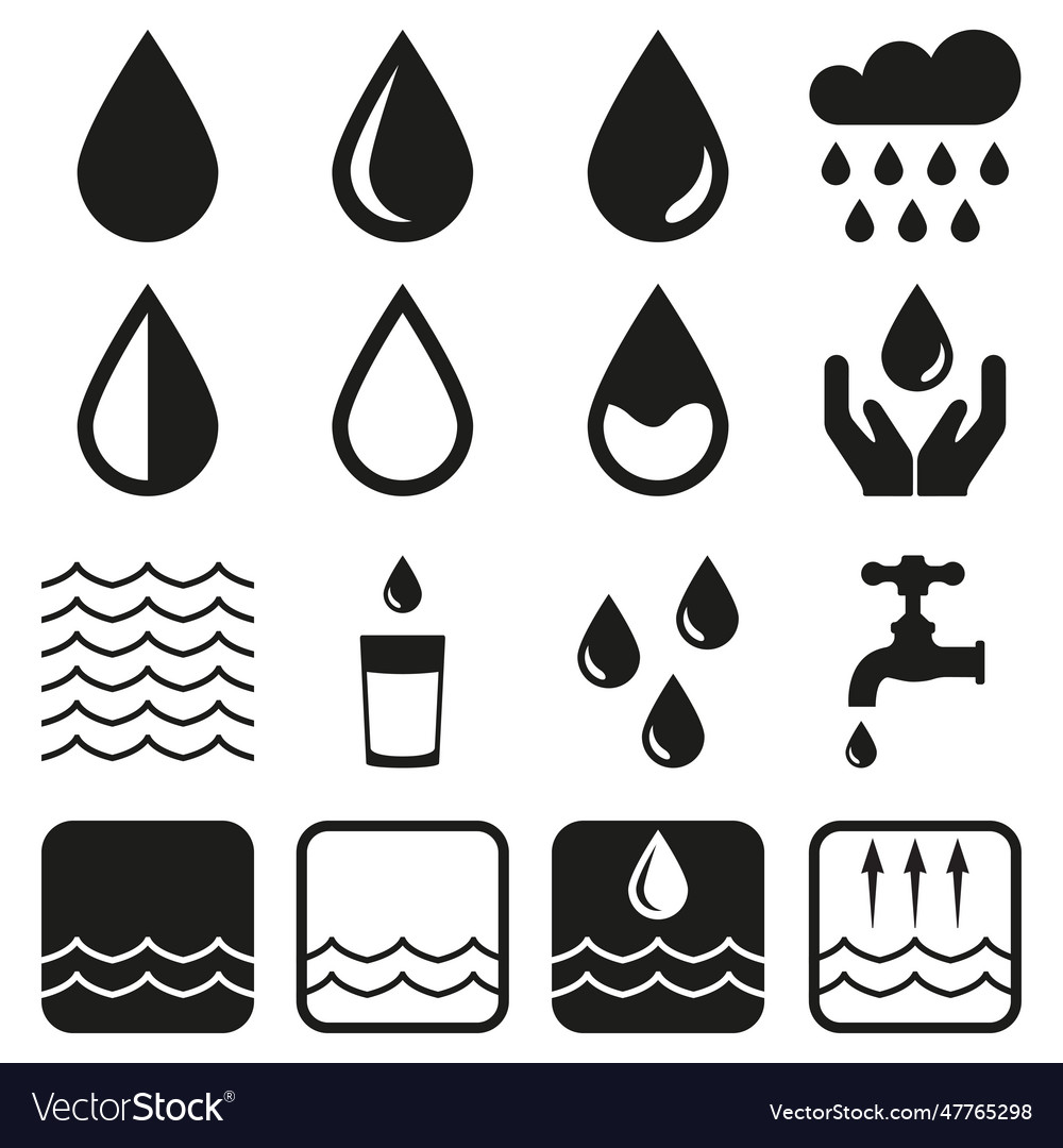 Water icon set Royalty Free Vector Image - VectorStock