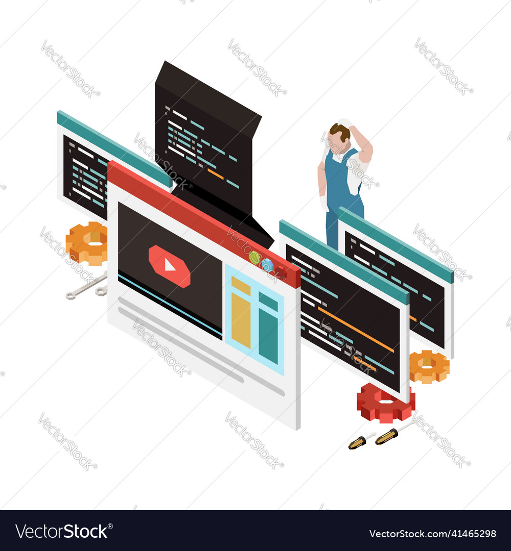 Web programming routine composition Royalty Free Vector