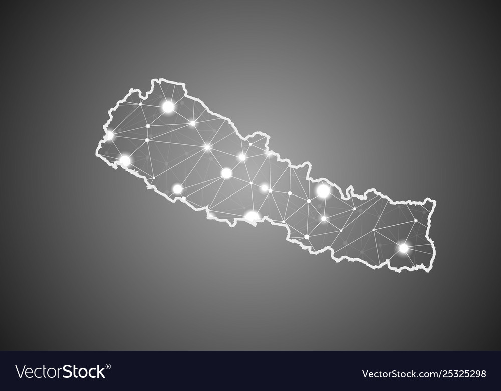 Wireframe mesh polygonal nepal map abstract vector image Wireframe mesh polygonal nepal map abstract