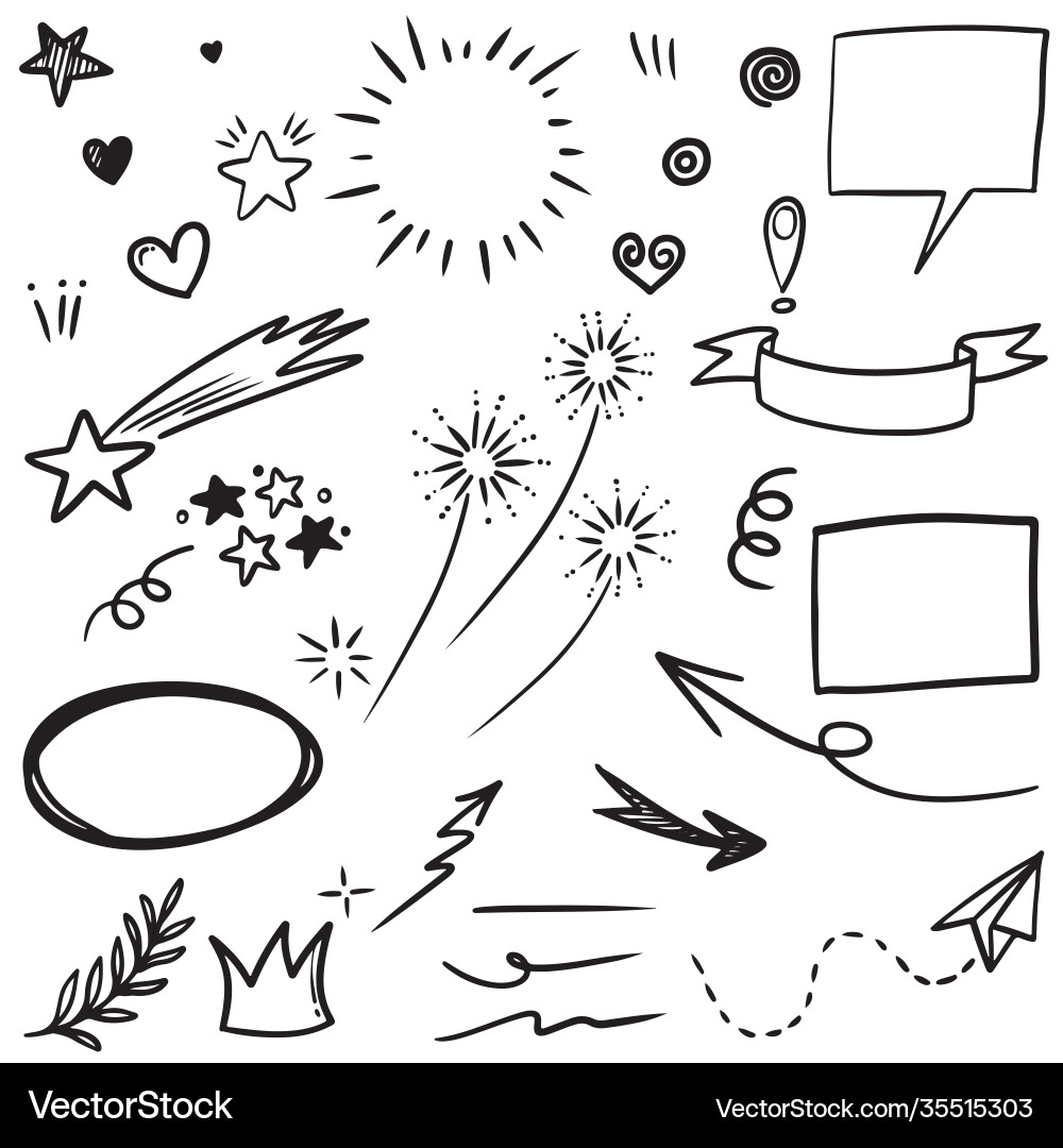 Hand drawn set doodle elements for concept design Vector Image