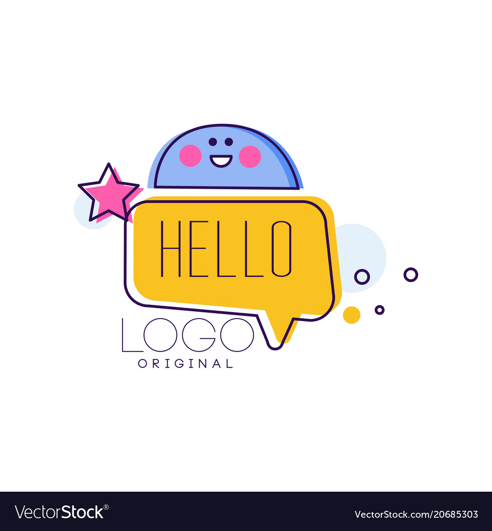 Hello logo original badge with word