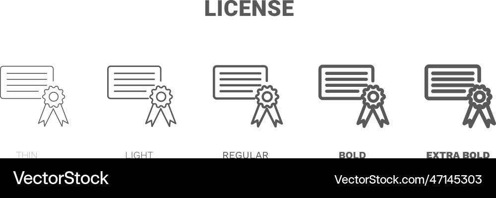 License icon thin regular bold and more Royalty Free Vector