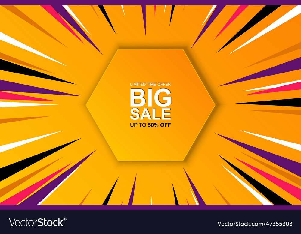 Sale banner background with gradient hexagonal