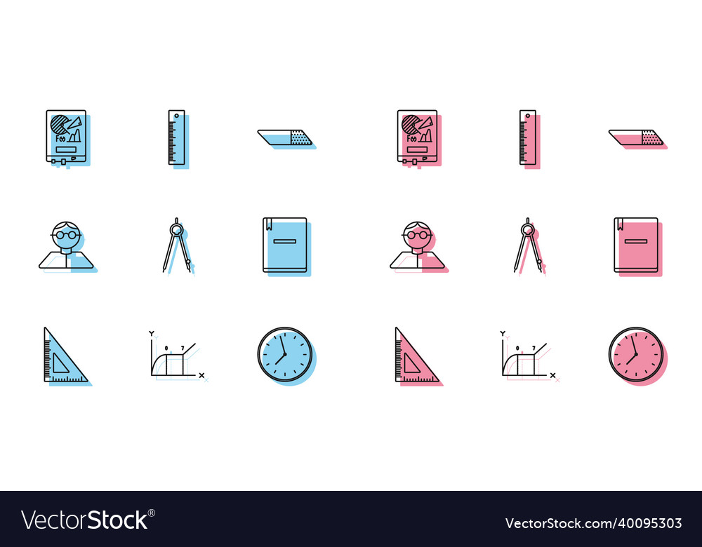 Set line triangular ruler pie chart infographic vector image Set line triangular ruler pie chart infographic