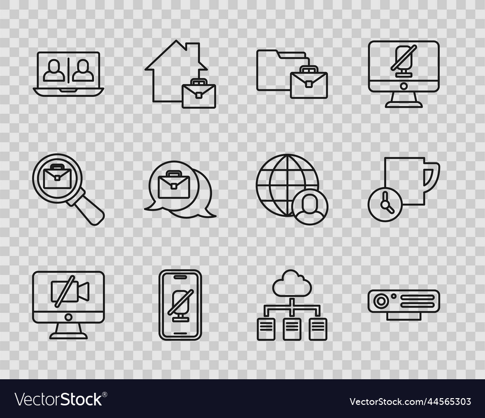 Set line video camera off on computer web online vector image Set line video camera off on computer web online