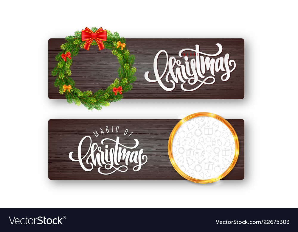 Set of holiday greeting card with lettering vector image Set of holiday greeting card with lettering