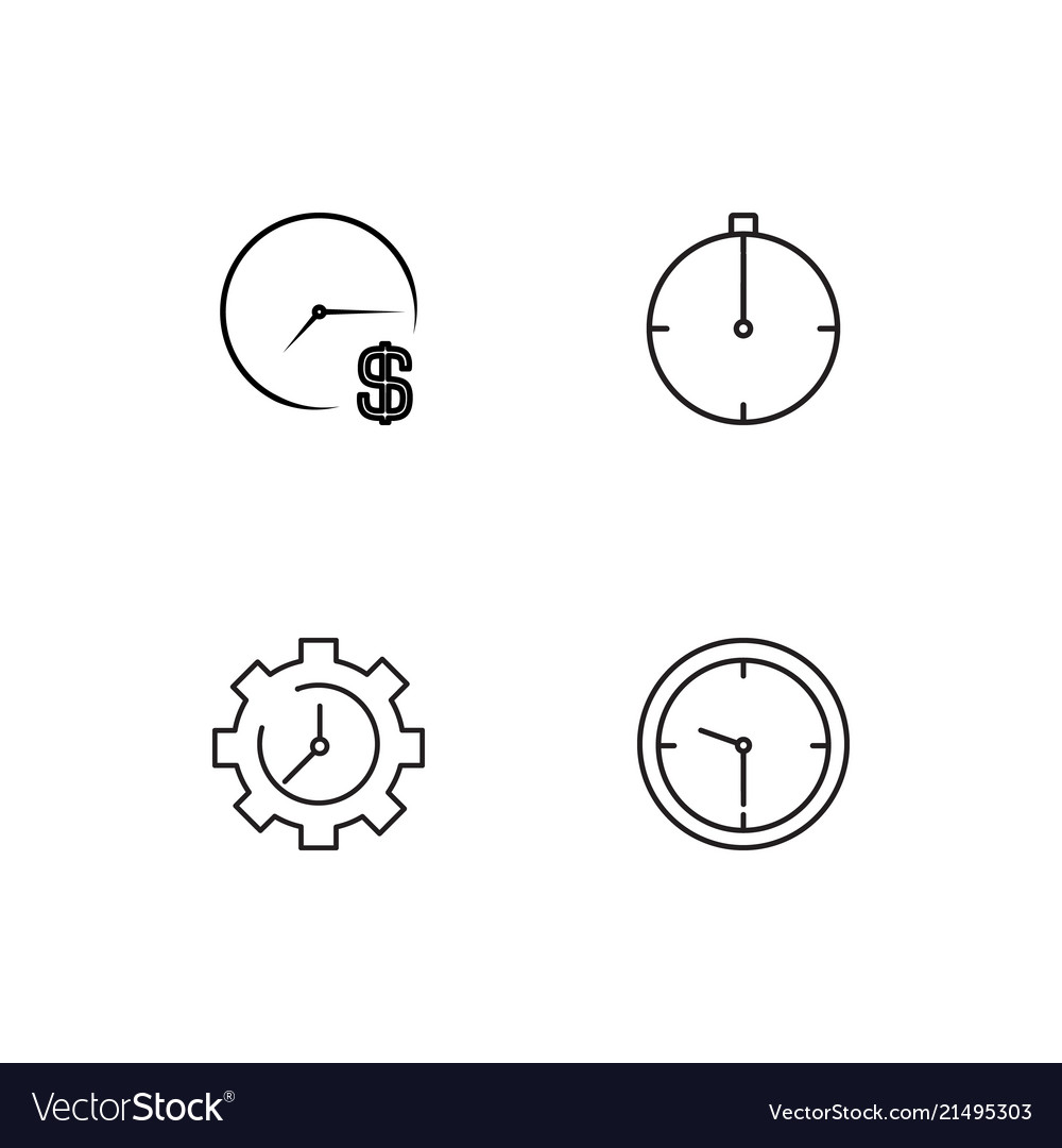 Time linear icons set simple outline