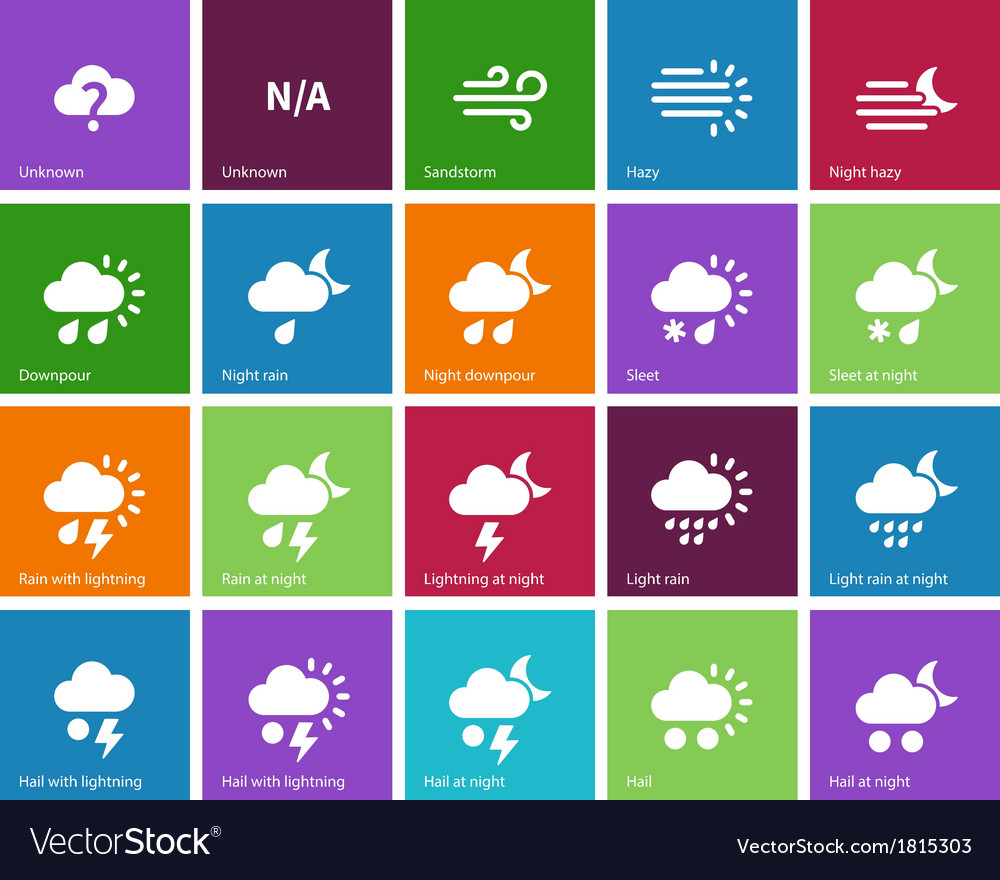 Weather icons on color background