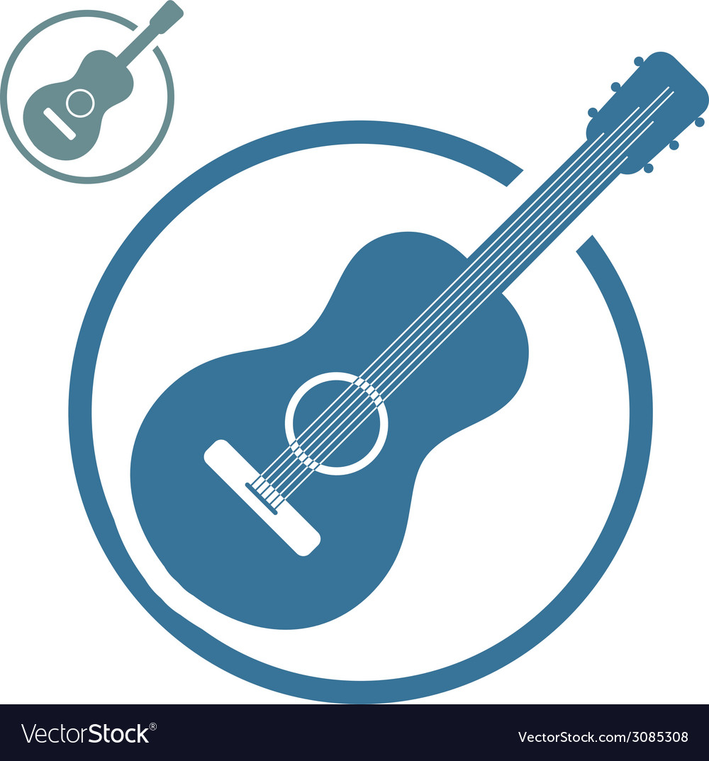 Acoustic guitar music icons isolated