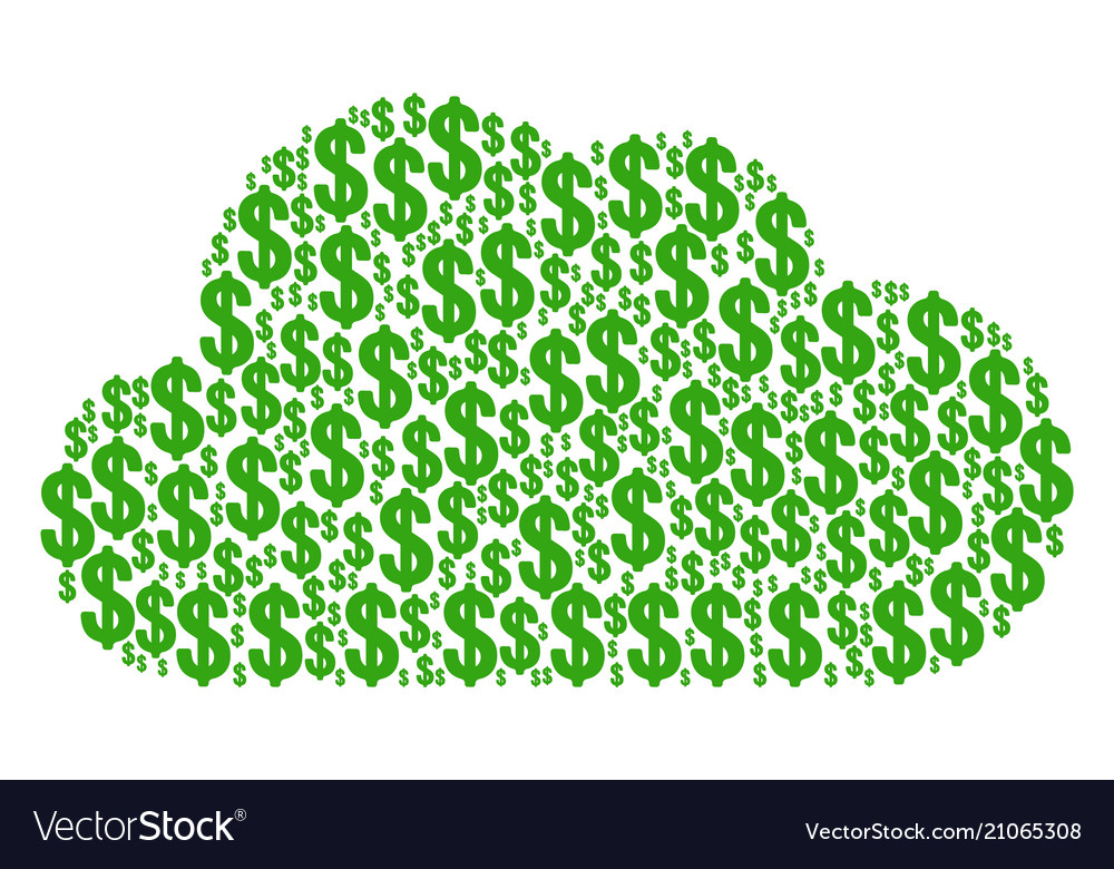 Cloud collage of dollar icons