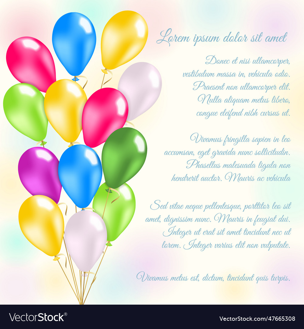 Colorful balloons invitation card