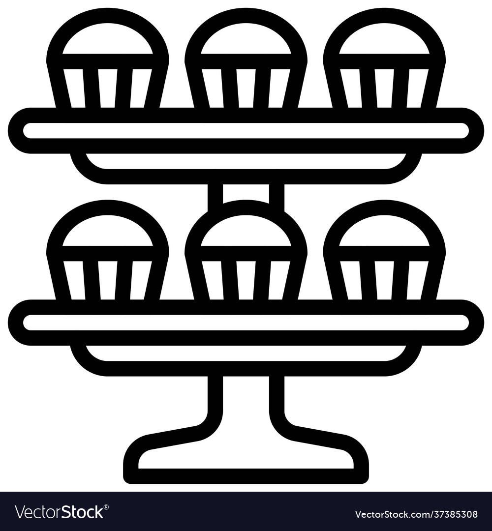 Cupcake on cake stand icon bakery and baking Vector Image