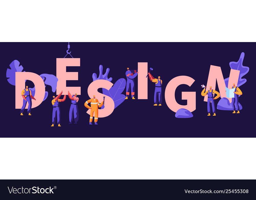 Design concept building construction process vector image Design concept building construction process